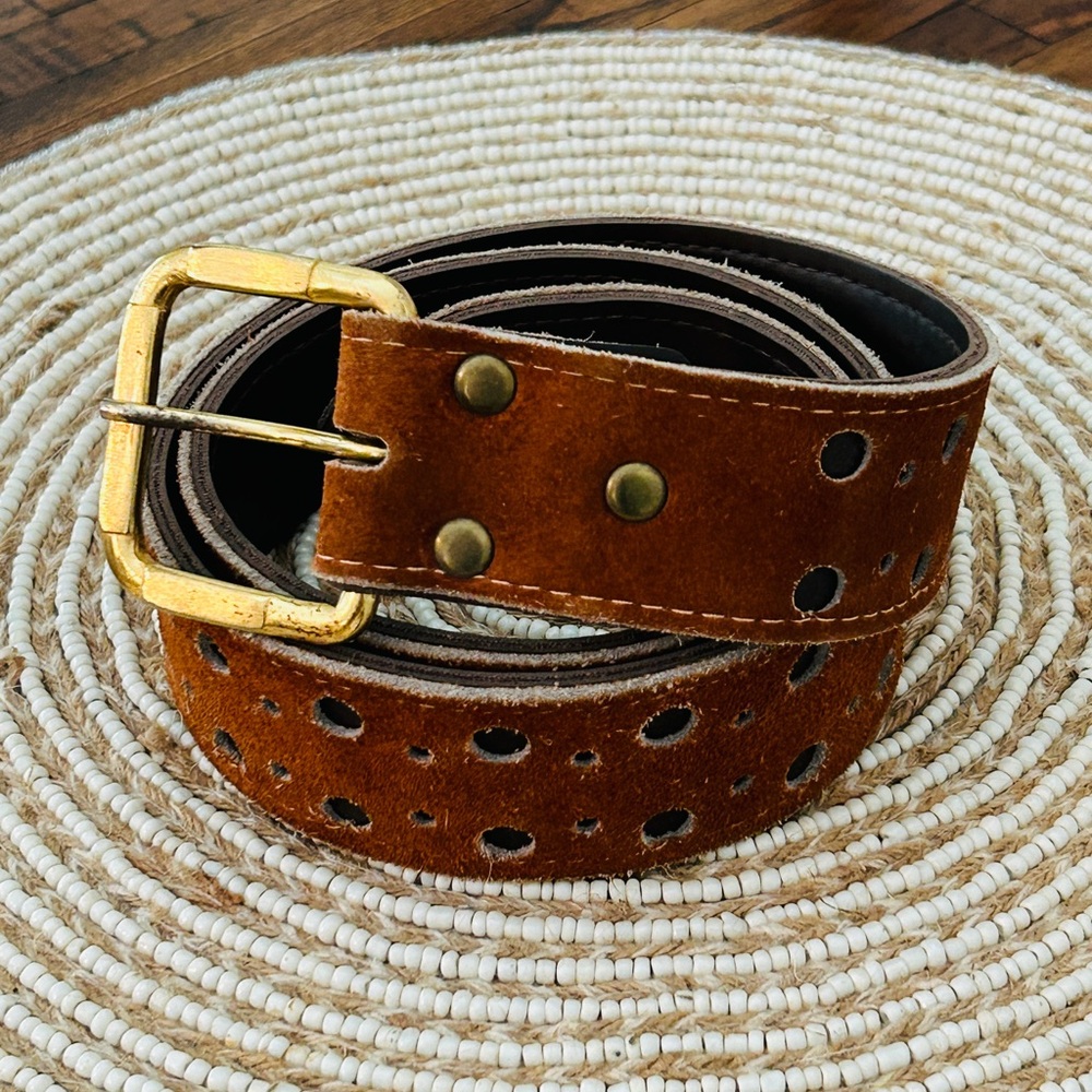 Classic Suede Leather Belt in Brown